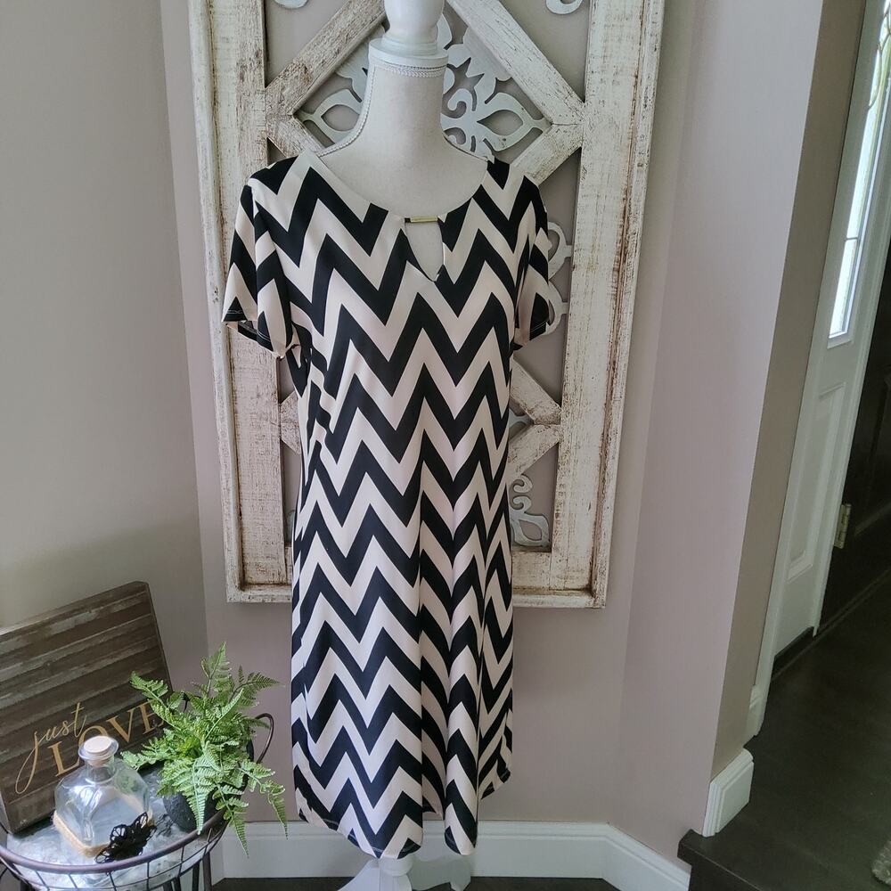 Tacera Chevron Geometric Shift Dress Bar Keyhole Medium Retro Minimalist Travel